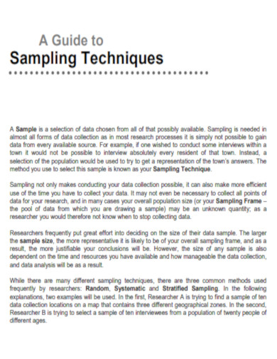 Guide to Sampling Techniques