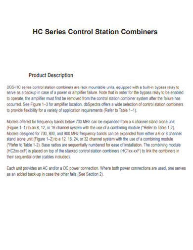 HC Series Control Station Combiner