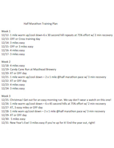 Half Marathon Training Plan Level