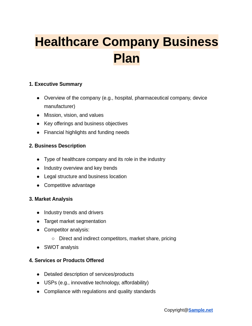 Healthcare Company Business Plan Google Docs 01 09 2025 10 56 AM