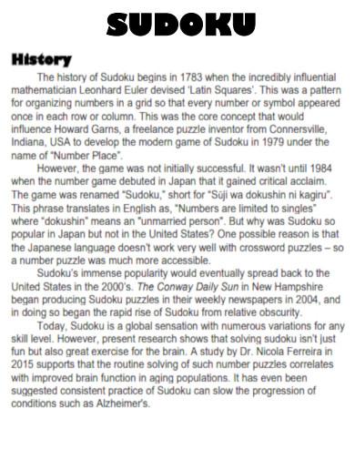 History of Sudoku