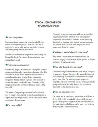Image Compression Information Sheet