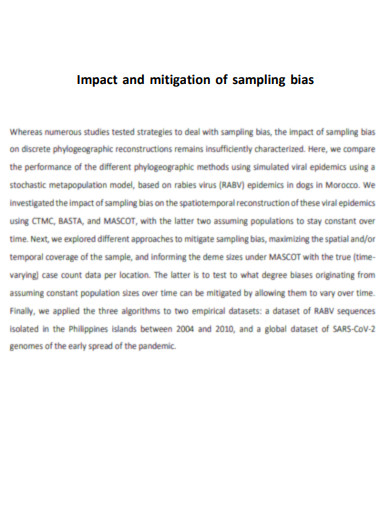 Impact and Mitigation of Sampling Biases