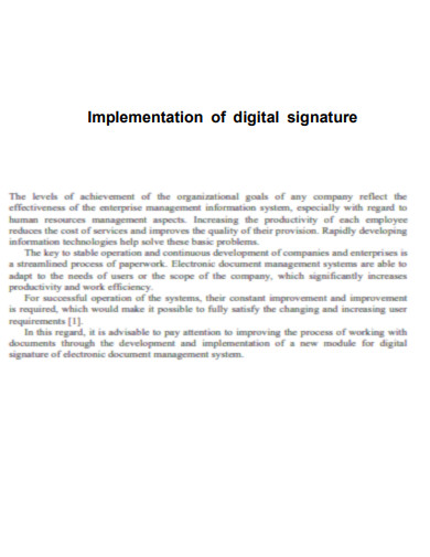 Implementation of Digital Signature 