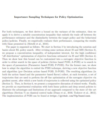 Importance Sampling Techniques for Policy Optimization
