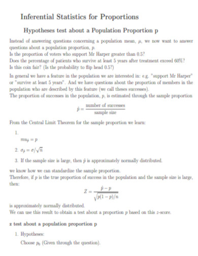 Inferential Statistics for Proportions