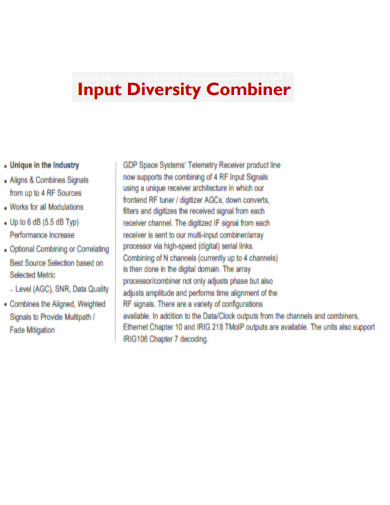 Input Diversity Combiner