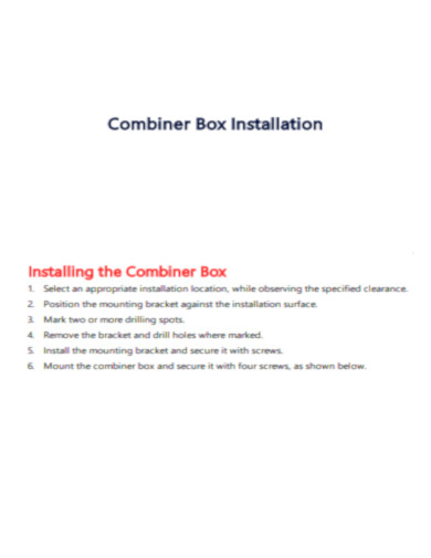 Installing the Combiner Box