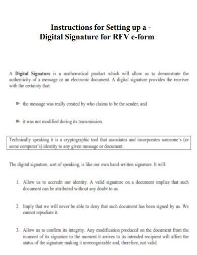 Instruction on Digital Signature eform