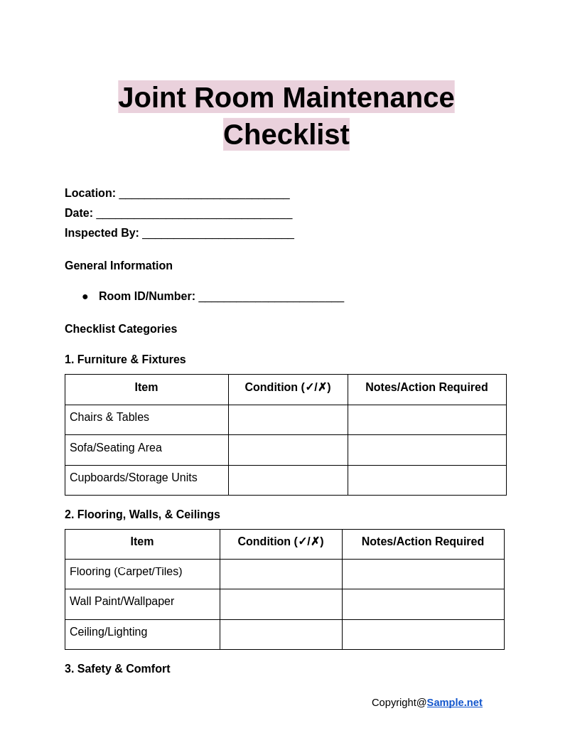 Joint Room Maintenance Checklist Google Docs 01 09 2025 11 01 AM