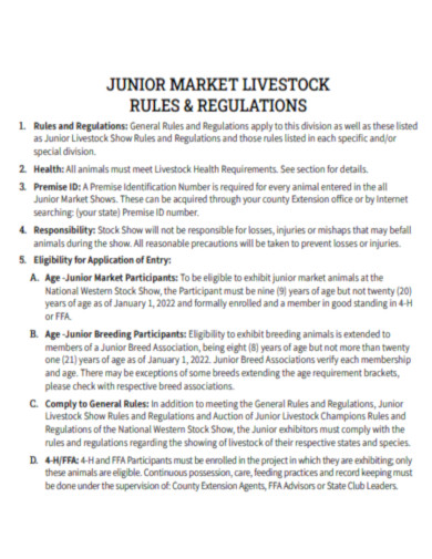 Junior Market Livestock
