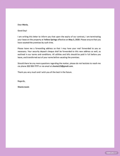 Landlord Lease Termination Letter Template