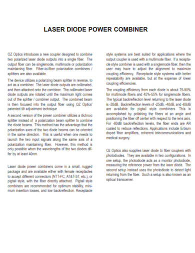Laser Diode Power Combiner