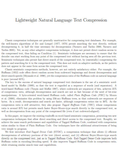Lightweight Language Text Compression