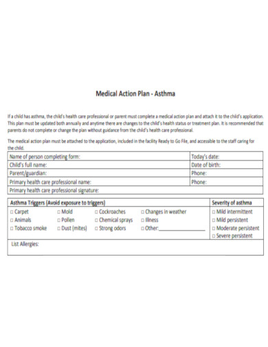 Medical Action Plan Asthma