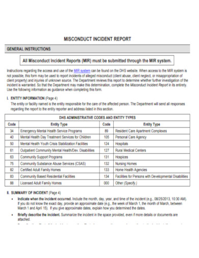 Misconduct Incident Report