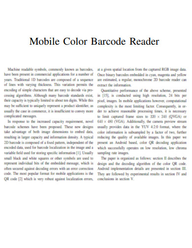 Mobile Color Barcode Reader