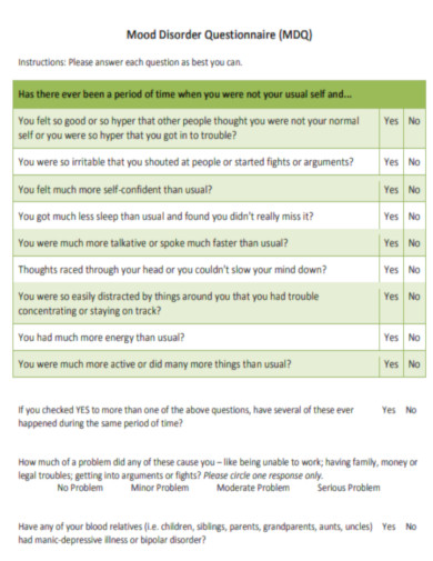 Mood Disorder Questionnaire Document
