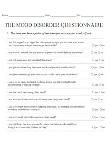 Mood Disorder Questionnaire PDF