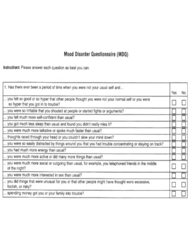 Mood Disorder Questionnaire Rating Scale