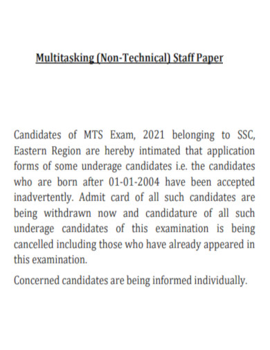 Multitasking Non Technical Staff Paper