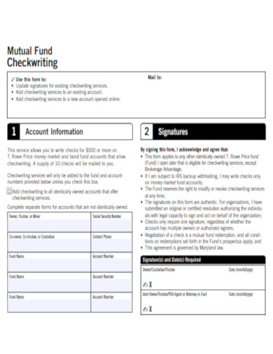 Mutual Fund Checkwriting