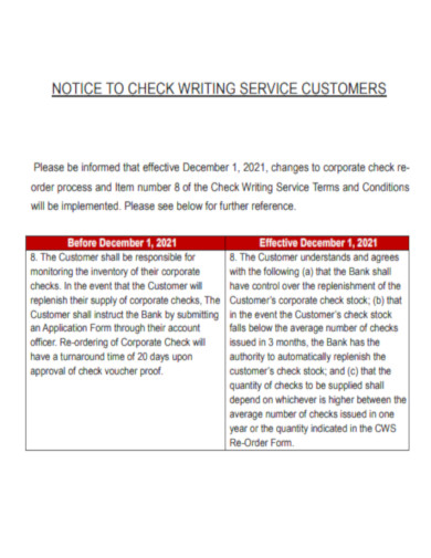 Notice Check Writing Service
