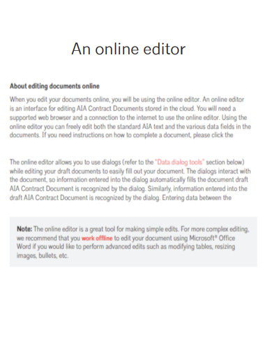 Online Editor Tool