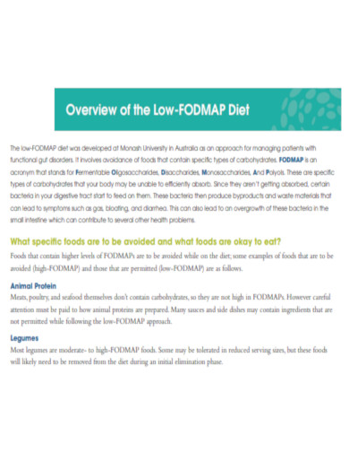 Overview of the Low FODMAP Diet