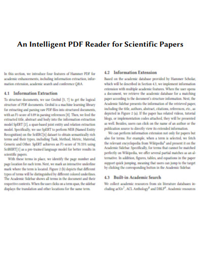 PDF Reader for Scientific Papers