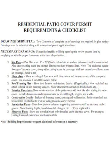 Patio Cover Permit Requirements and Checklist