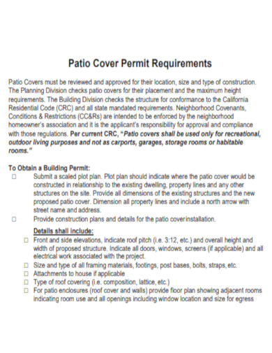 Patio Cover Permit Requirements