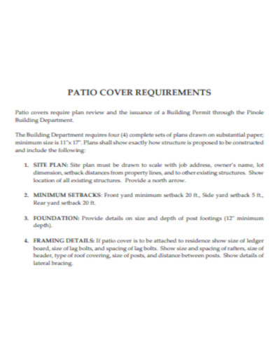 Patio Cover Plan Requirements