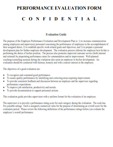 Performance Evaluation Confidential Form