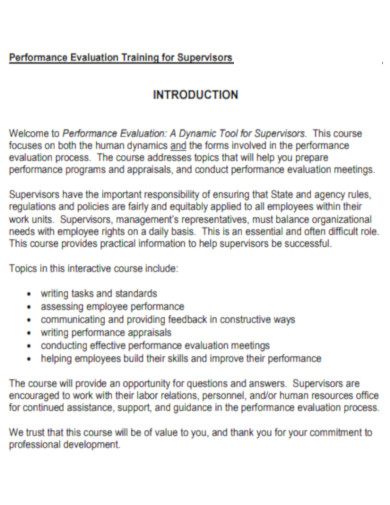 Performance Evaluation Training for Supervisors 