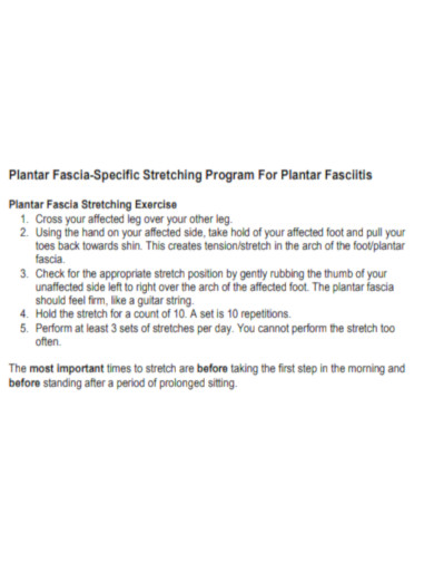 Plantar Fascia Specific Stretching Program