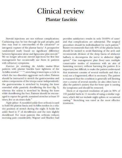 Plantar Fasciitis Clinical Review