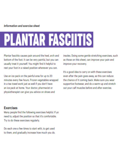 Plantar Fasciitis Exercises Sheet