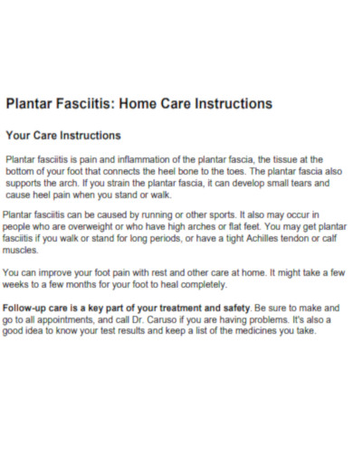 Plantar Fasciitis Home Care Instructions