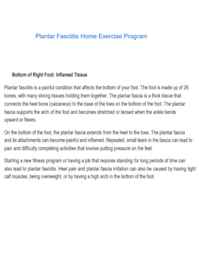 Plantar Fasciitis Home Exercise Program