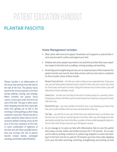 Plantar Fasciitis Stretches Handout