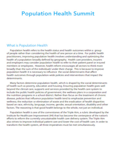 Population Health Summit