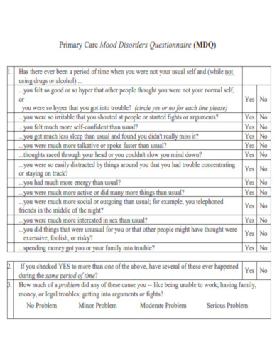 Primary Care Mood Disorders Questionnaire