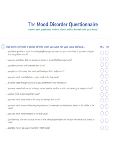 Professional Mood Disorder Questionnaire