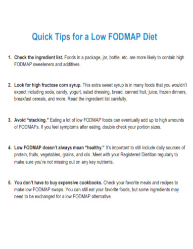 Quick Tips for a Low FODMAP Diet
