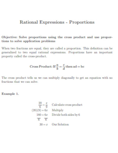 Rational Expressions Proportions