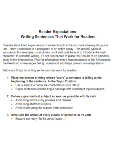 Reader Expectations