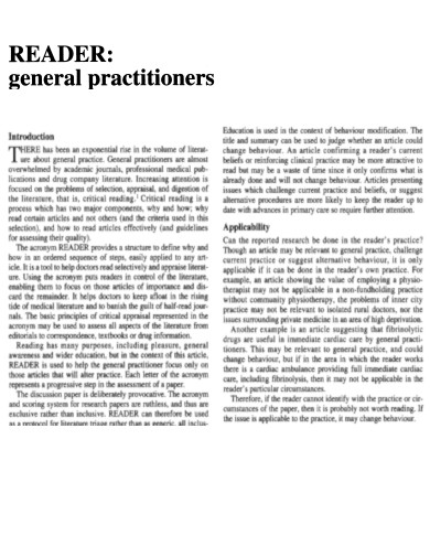Reader General Practitioners