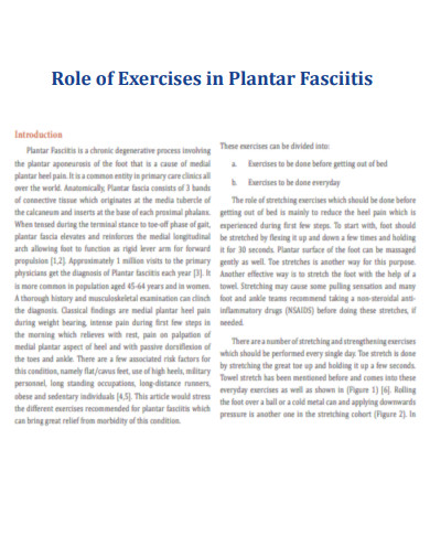 Role of Exercises in Plantar Fasciitis Stretches