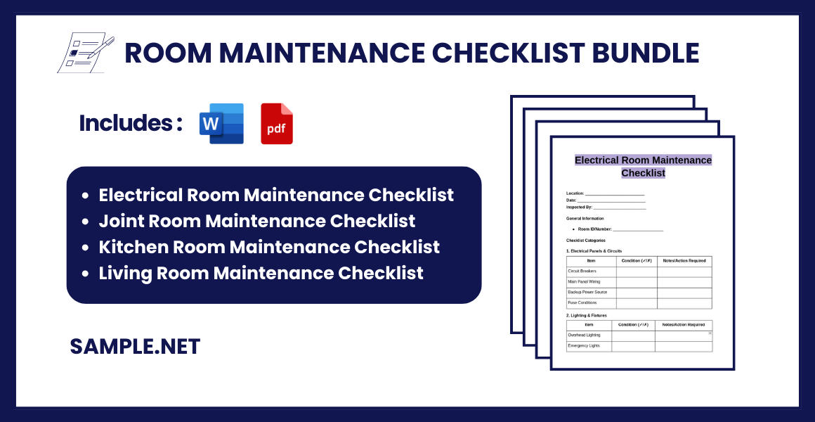 room maintenance checklist bundle